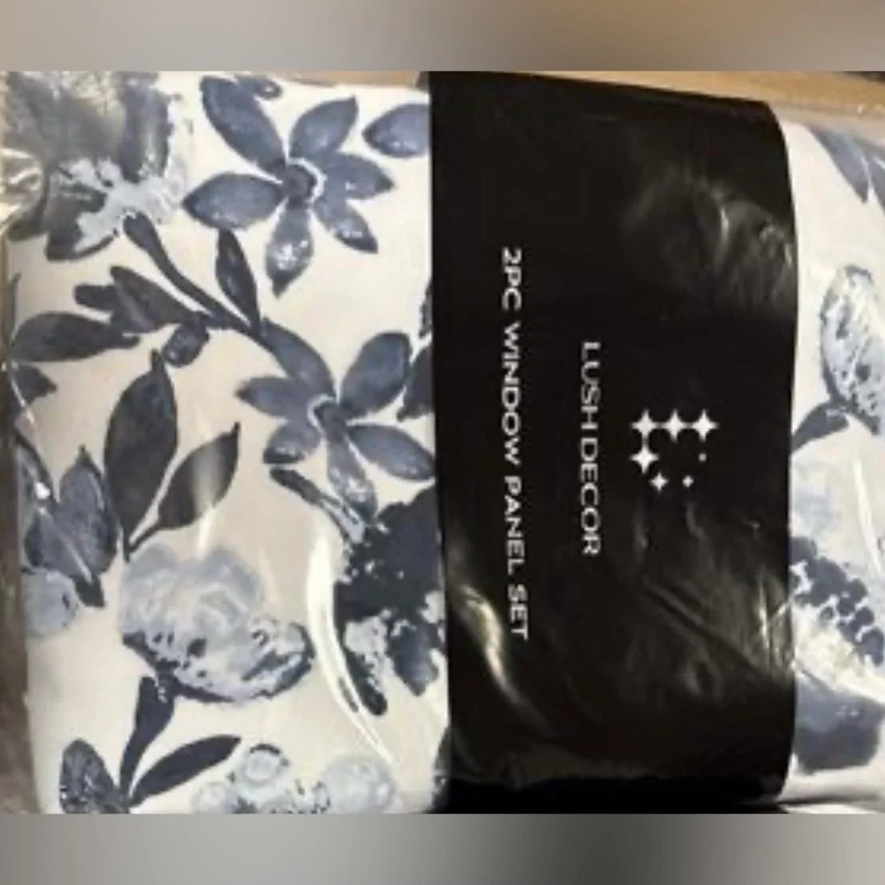 Lush Decor Tanisha Curtains Light Filtering Window Panel Pair Floral Vine Print - Picture 4 of 4